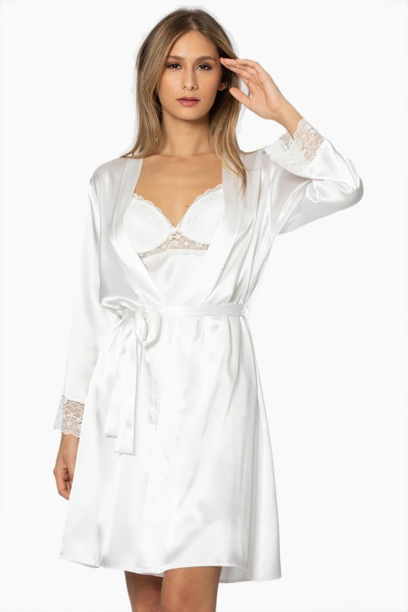 Saten Dantelli Gecelik & Sabahlık Takım ürün görseli 1