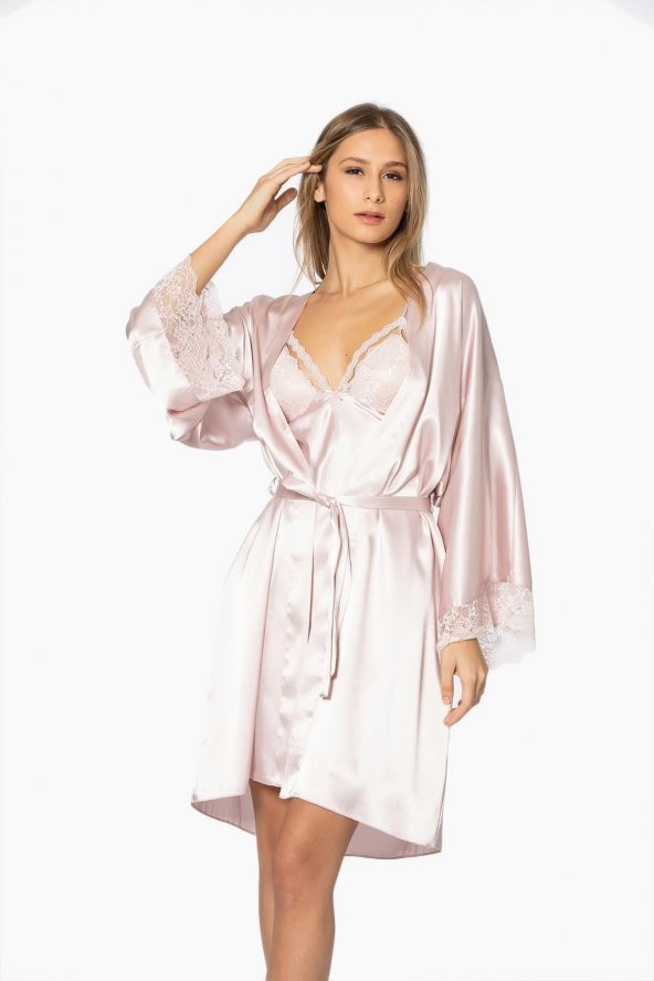 Saten Dantelli Gecelik & Sabahlık Takım - 2