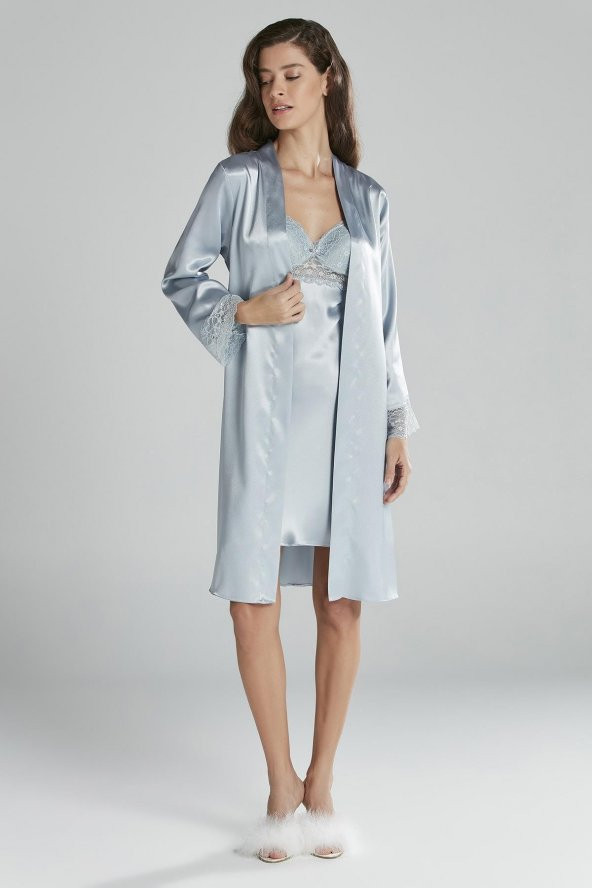 Saten Dantelli Gecelik & Sabahlık Takım ürün görseli