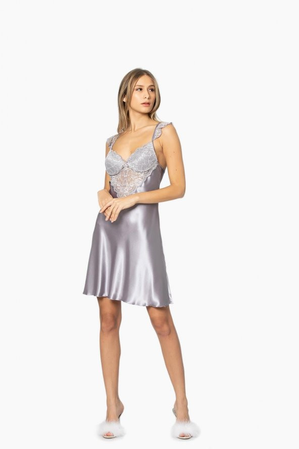 Saten Dantelli Gecelik & Sabahlık Takım ürün görseli