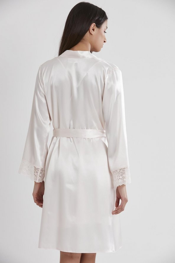 Saten Dantelli Gecelik & Sabahlık Takım - Resim 3