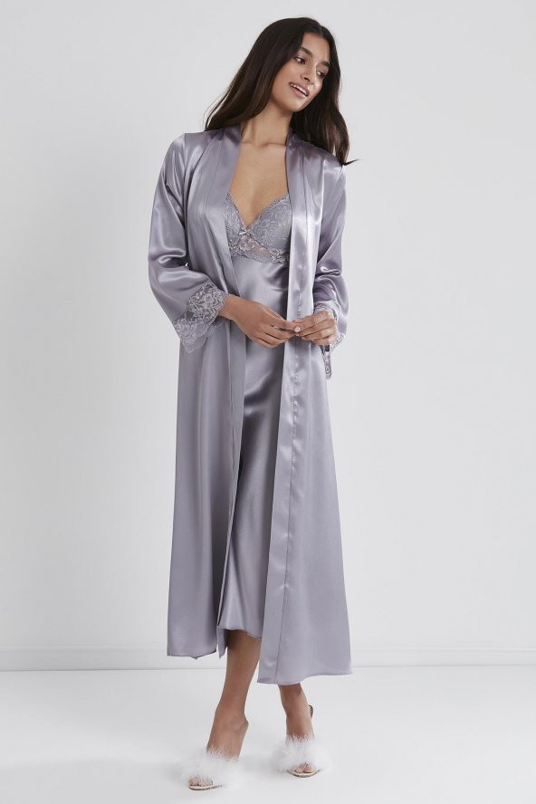 Saten Dantelli Gecelik & Sabahlık Takım ürün görseli