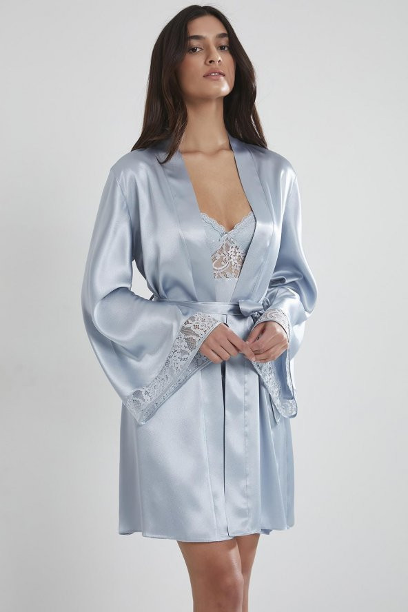 Saten Dantelli Gecelik & Sabahlık Takım ürün görseli