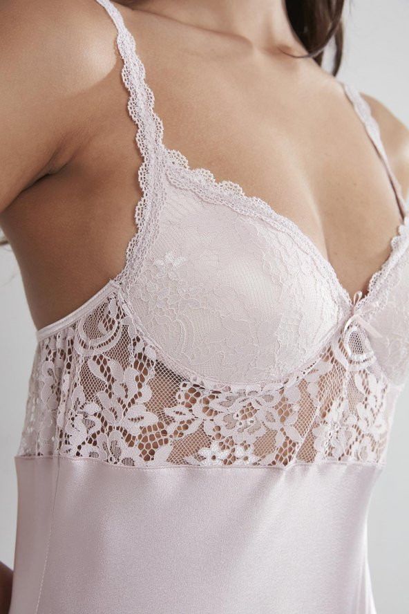 Saten Dantelli Gecelik & Sabahlık Takım - Resim 6