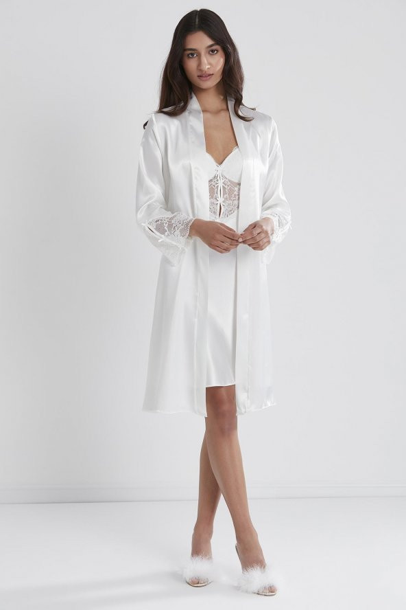 Saten Dantelli Gecelik & Sabahlık Takım ürün görseli