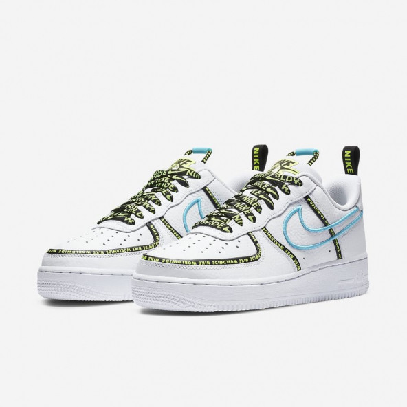 Nike Air Force 1 Low Worldwide White Blue Fury Volt Spor Ayakkabı CK7213-100 - 2