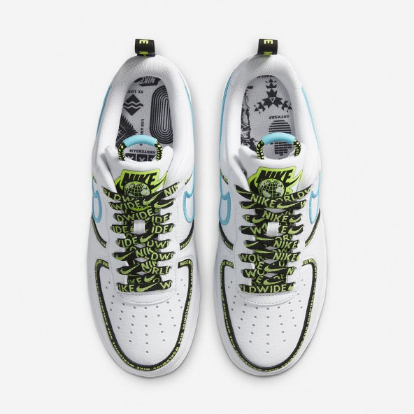 Nike Air Force 1 Low Worldwide White Blue Fury Volt Spor Ayakkabı CK7213-100 - 3