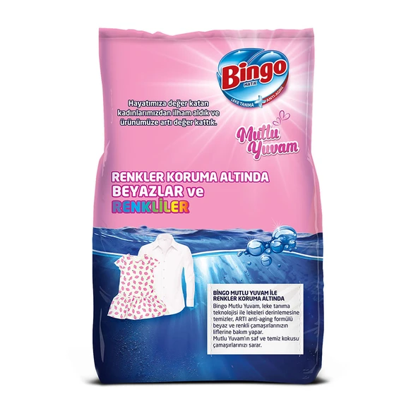 Bingo Matik 8 kg Mutlu Yuvam Renkliler ve Beyazlar Toz Çamaşır Deterjanı Ekonomi Paketi 2'li - 3
