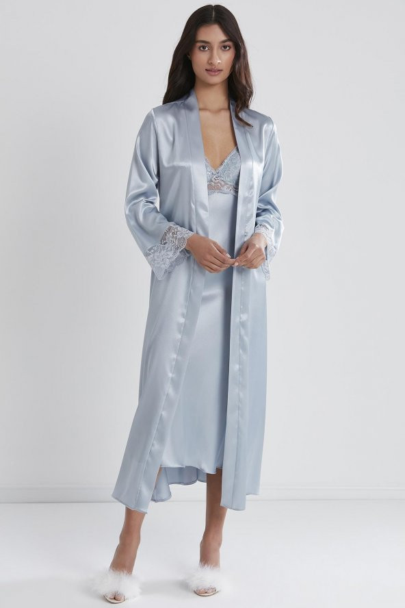 Saten Dantelli Gecelik & Sabahlık Takım ürün görseli