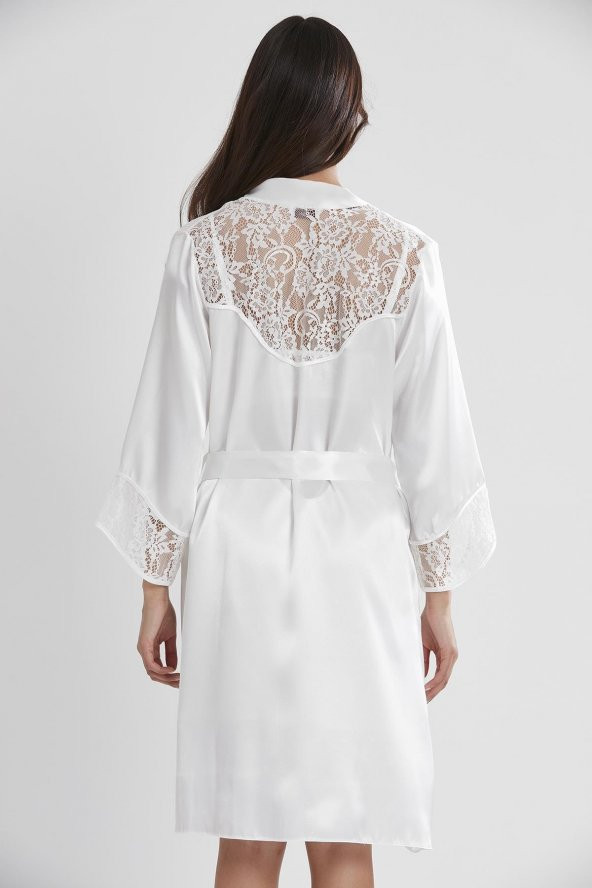 Saten Dantelli Gecelik & Sabahlık Takım - Resim 4