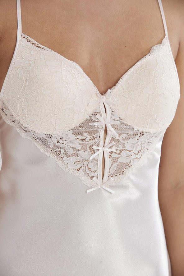 Saten Dantelli Gecelik & Sabahlık Takım - Resim 7