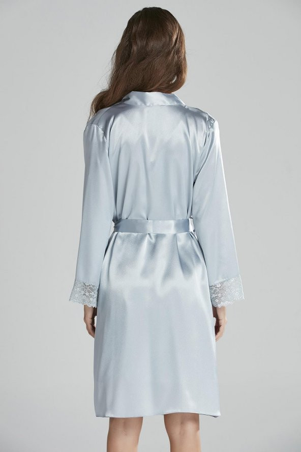 Saten Dantelli Gecelik & Sabahlık Takım - Resim 3