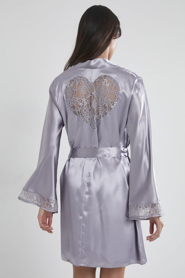 Saten Dantelli Gecelik & Sabahlık Takım - Resim 4