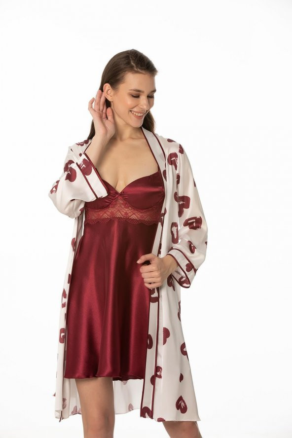 Saten Emprime Gecelik & Sabahlık Takım ürün görseli