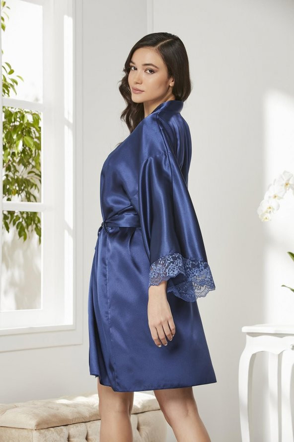 Saten Dantelli Gecelik & Sabahlık Takım - Resim 3