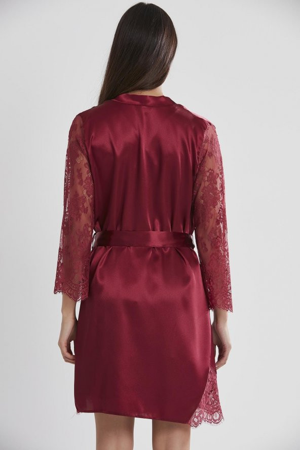 Saten Dantelli Gecelik & Sabahlık Takım - Resim 3