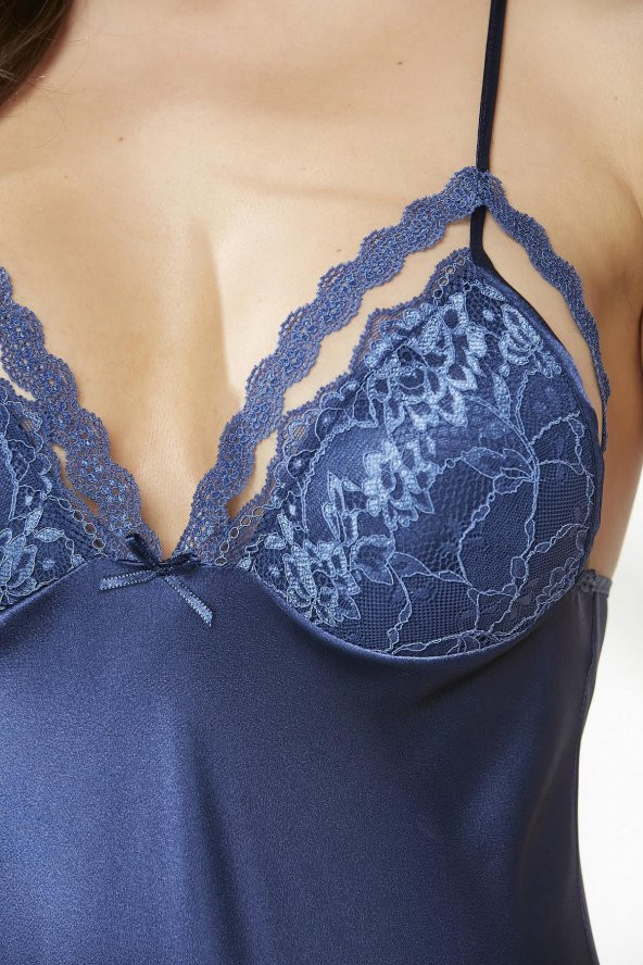 Saten Dantelli Gecelik & Sabahlık Takım - Resim 6