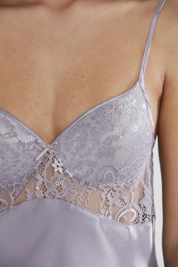 Saten Dantelli Gecelik & Sabahlık Takım - Resim 6