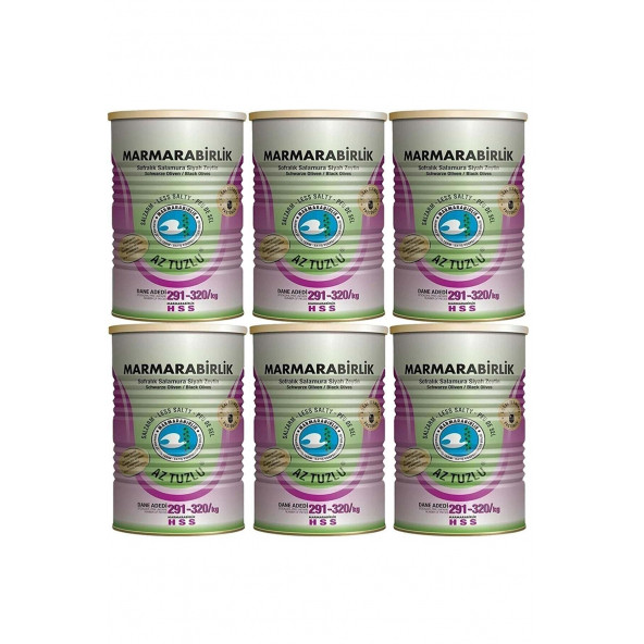 Marmarabirlik Az Tuzlu 291-320 Kb Siyah Zeytin 6 X 800 G