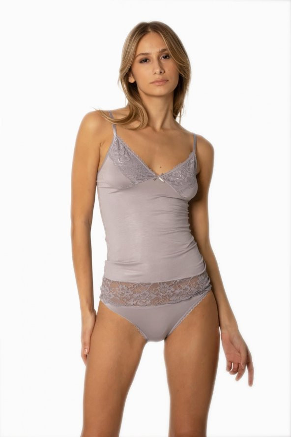 Kadın Dantelli Penye Atlet Külot / Kaşkorse Set - Resim 2