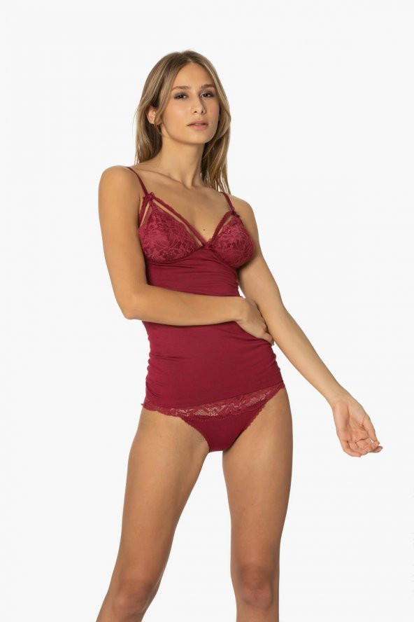 Dantelli Penye Atlet Külot Kaşkorse Set - Resim 2