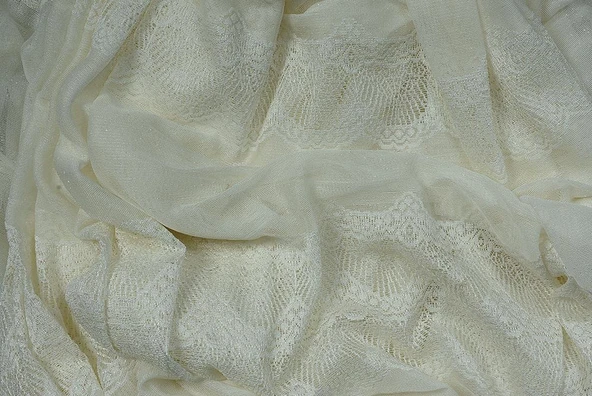 DANTEL MODEL KREM RENK TEK KANAT Hazır dikilmiş Pileli Fon Perde 300*260 cm - Resim 8