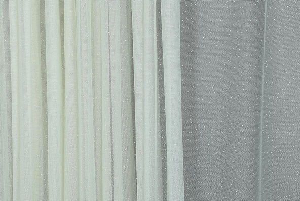 DANTEL MODEL KREM RENK TEK KANAT Hazır dikilmiş Pileli Fon Perde 300*260 cm - Resim 3