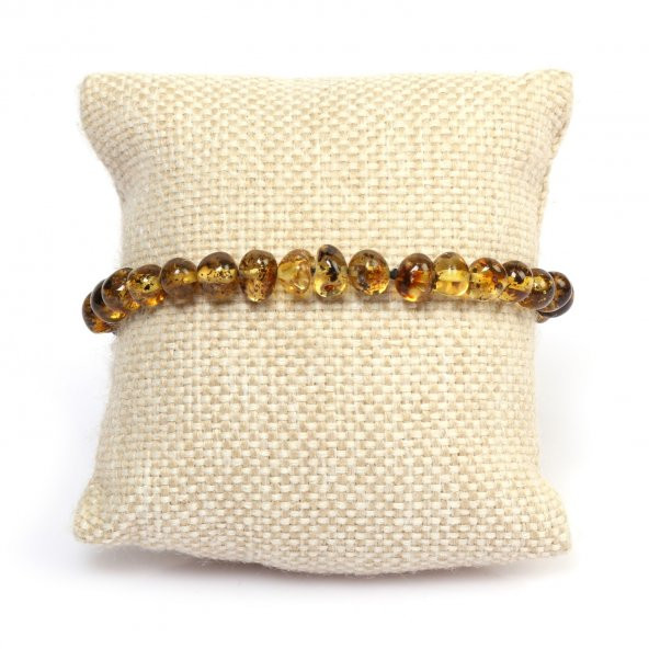 Sertifikalı Yetişkin Damla Kesim Kehribar Bileklik 18 cm