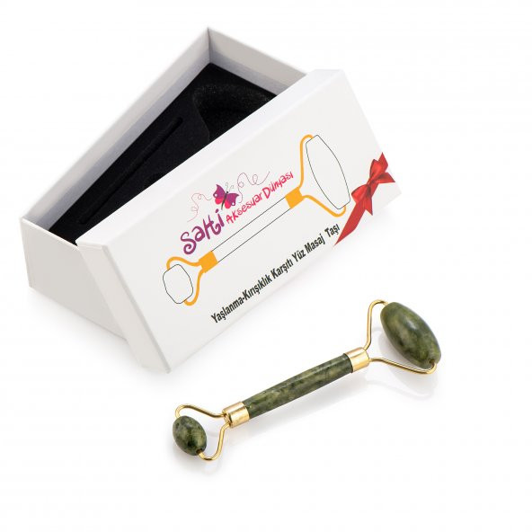 Özel Saklama Kutusunda Doğal Çift Taraflı Yeşim Masaj Taşı