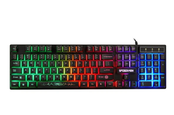 Oyuncu Klavye Mouse MousePad Seti Marvel Spiderman Örümcek Adam Gökkuşağı Aydınlatmalı Lisanslı MV-144-SM - 3