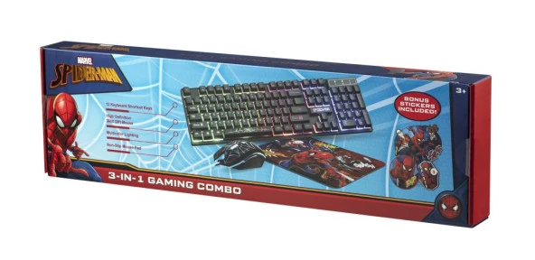 Oyuncu Klavye Mouse MousePad Seti Marvel Spiderman Örümcek Adam Gökkuşağı Aydınlatmalı Lisanslı MV-144-SM - 11