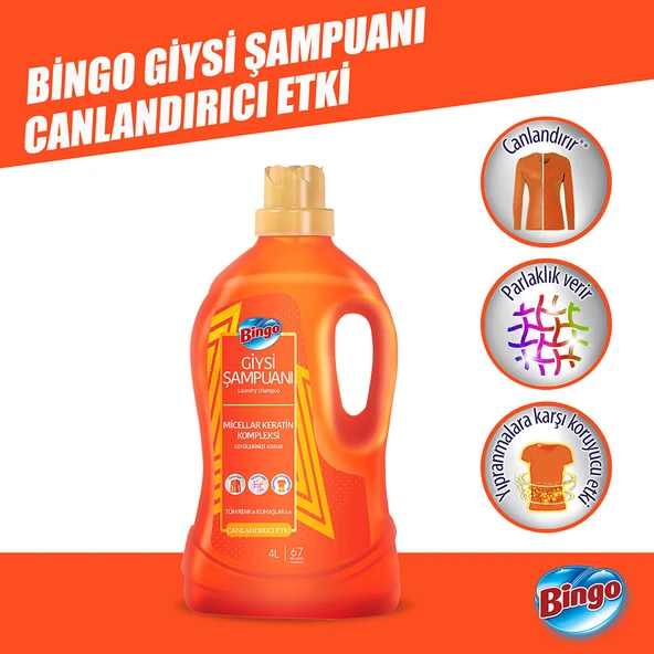 Bingo Giysi Şampuanı Canlandırıcı Etki  4L 2'li - 2
