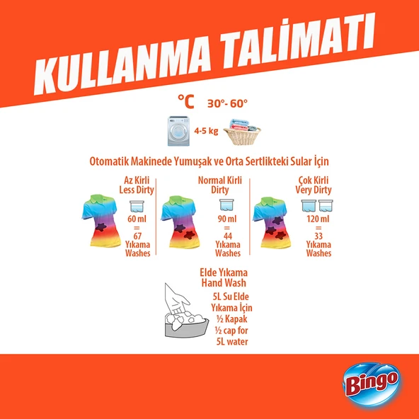 Bingo Giysi Şampuanı Canlandırıcı Etki  4L 2'li - 5