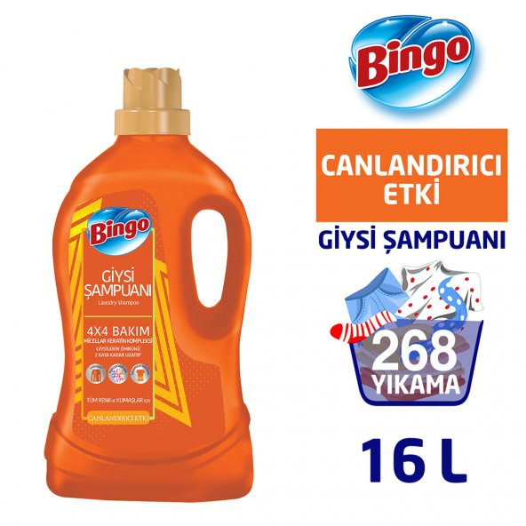 Bingo Giysi Şampuanı Canlandırıcı Etki  4L 4'lü