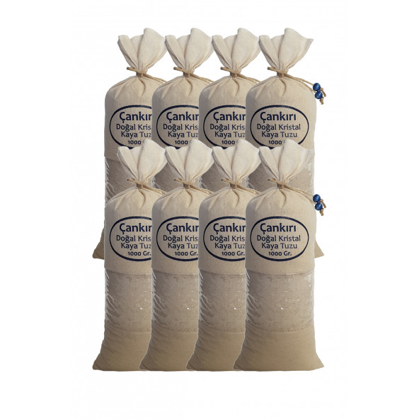 Çankırı Tuzu 8 Kg. (1kg.x8ad.) Bez Torbada İri Taneli Çankırı Tuz 8 Adet Özel Torbasında