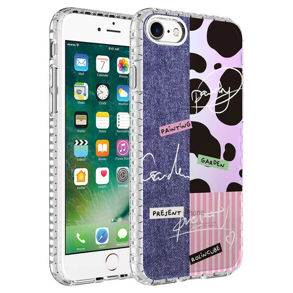 Apple iPhone SE 2022 Kılıf Airbag Kenarlı Renkli Desenli Elegans - Resim 2