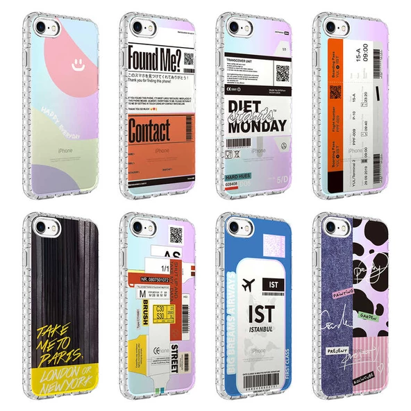 Apple iPhone SE 2022 Kılıf Airbag Kenarlı Renkli Desenli Elegans - Resim 10