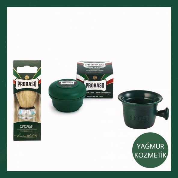 Proraso Tıraş Sabunu Okaliptüs &Shaving Tıraş Fırçası &Tıraş Kase