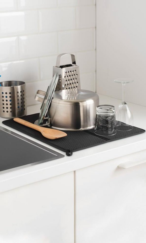 Bulaşık Kurutma Örtüsü Nanofiber Bulaşık Matı Kurulama Bezi Ultra Emici Bulaşık Örtüsü Siyah