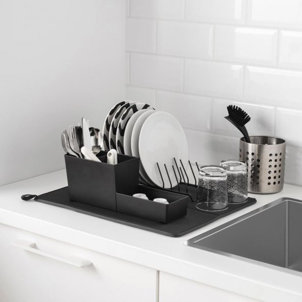 Bulaşık Kurutma Örtüsü Nanofiber Bulaşık Matı Kurulama Bezi Ultra Emici Bulaşık Örtüsü Siyah - 7