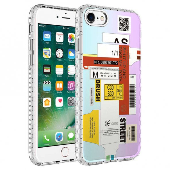 Apple iPhone 8 Kılıf Airbag Kenarlı Renkli Desenli Elegans Kılıf