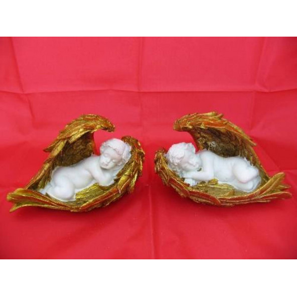 HEDİYELİK › KARIŞIK › Melek Figürler-QQC 2Lİ KANATLI UYUYAN MELEK IŞIKLI>>17X9.5X10 CM. ürün görseli