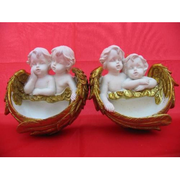 HEDİYELİK › KARIŞIK › Melek Figürler-QQC 2Lİ DUVAR MOTİFİ MELEK>>11X5.5X11.7 CM.