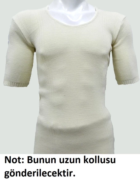 Erkoç Triko Örme Yün İçlik Uzun Kollu Atlet Fanila-Krem - 2