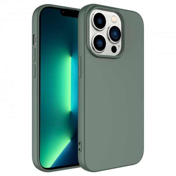 KNY Apple İphone 14 Pro Kılıf İçi Süet Renkli Mara Lansman Silikon Yeşil