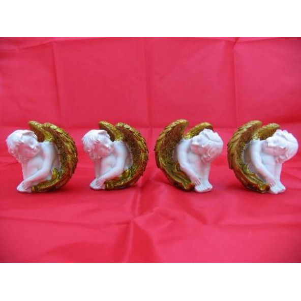 HEDİYELİK › KARIŞIK › Melek Figürler-QQC 4LÜ OTURAN MELEK>>7.5X6X6.8 CM.