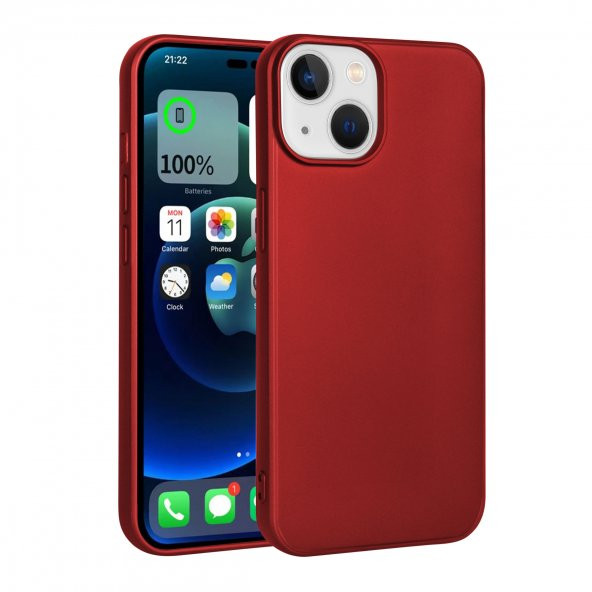 KNY Apple İphone 14 Plus Kılıf Ultra İnce Mat Silikon Kırmızı