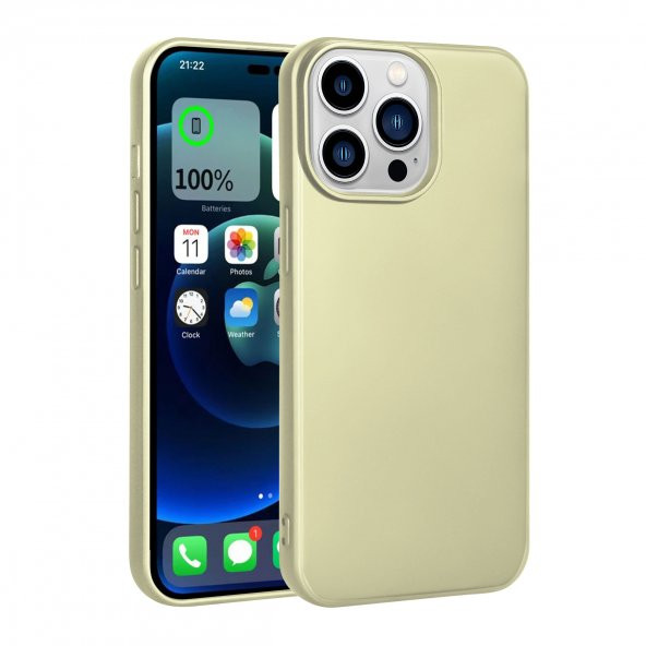 KNY Apple İphone 14 Pro Max Kılıf Ultra İnce Mat Silikon Gold