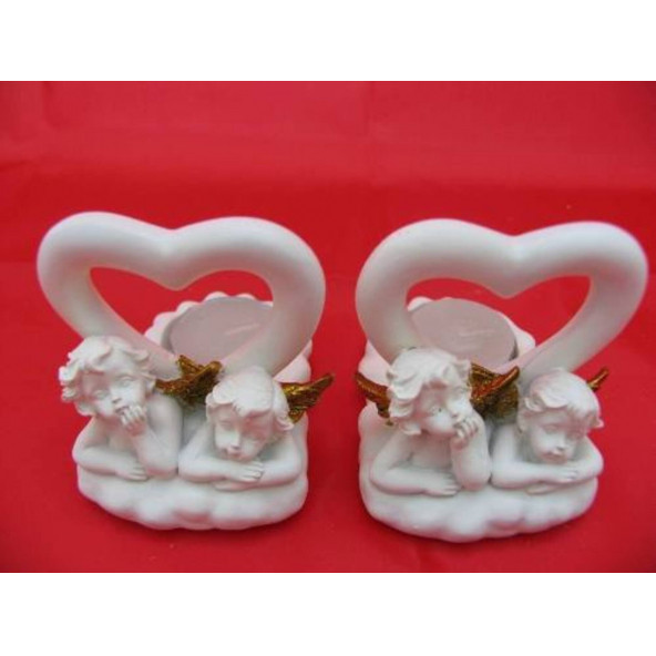 HEDİYELİK › KARIŞIK › Melek Figürler-QQC 2Lİ MELEK T-LIGHT>>7.5X9.5X8 CM. - 1