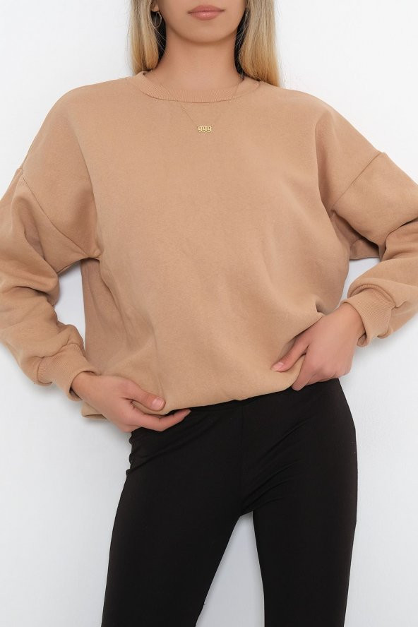 Bisikletyakasweatshirt Sütlükahve - 2450.0555.